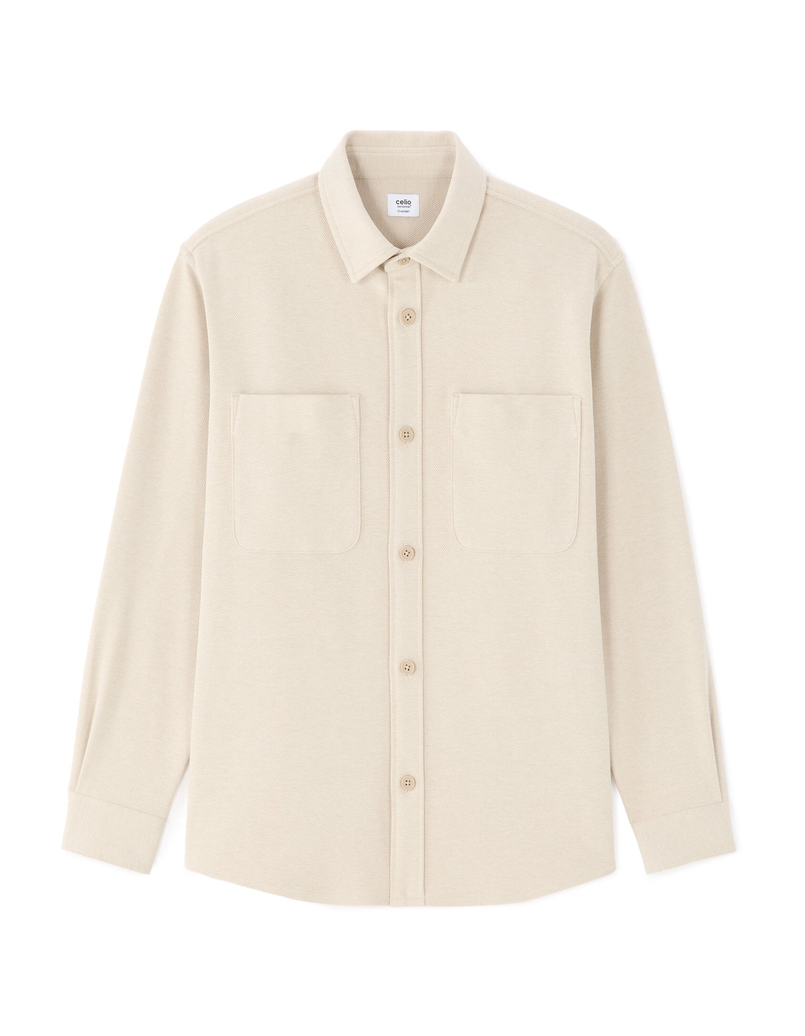 Oversized Fit Poly-Cotton Regular Collar Shirts - Beige