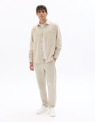 Oversized Fit Poly-Cotton Regular Collar Shirts - Beige