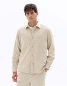 Oversized Fit Poly-Cotton Regular Collar Shirts - Beige