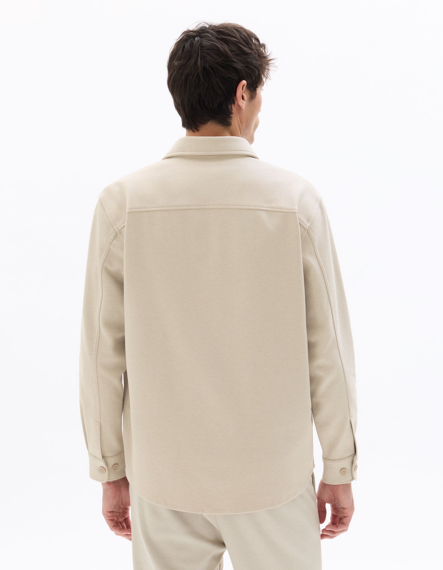 Oversized Fit Poly-Cotton Regular Collar Shirts - Beige