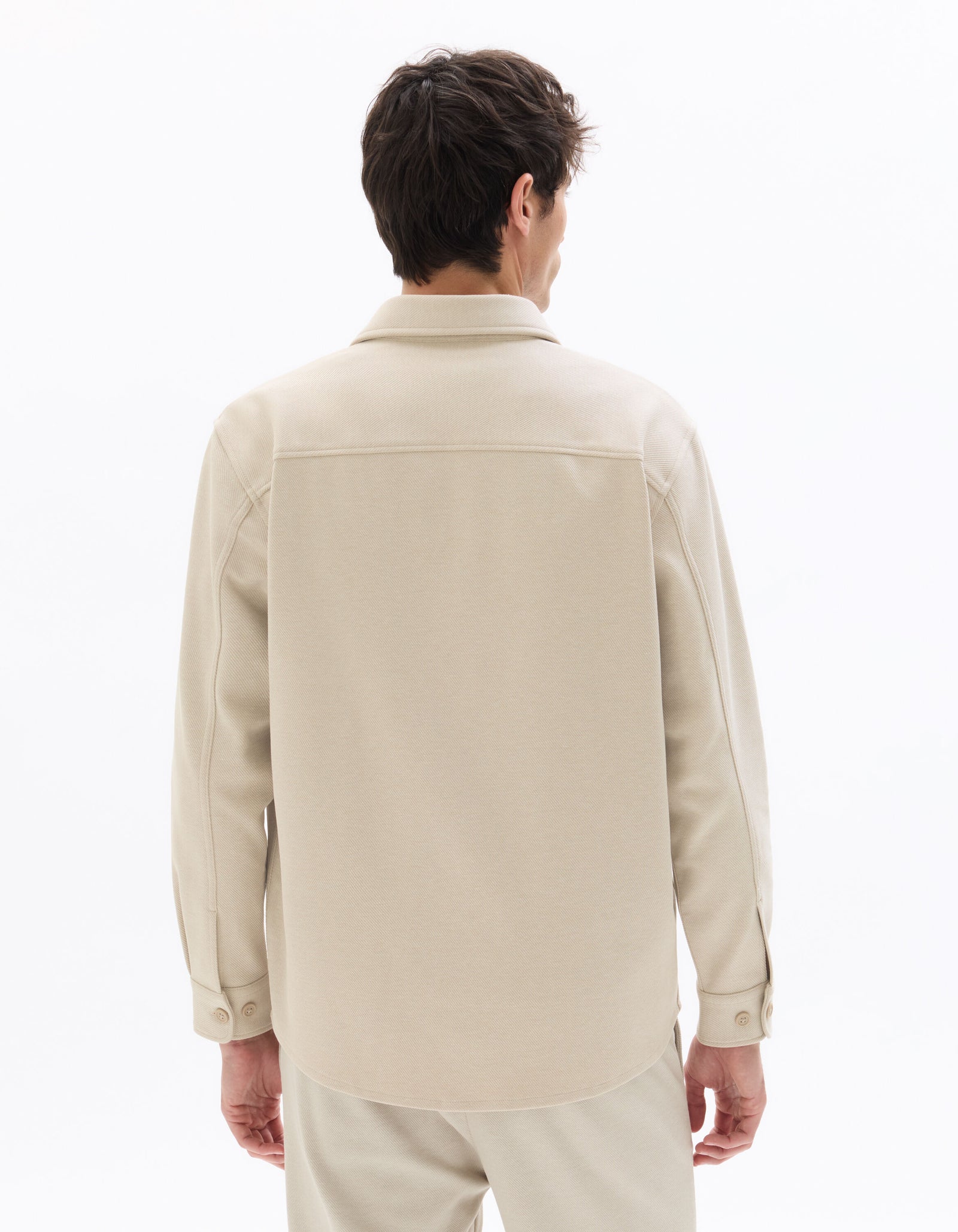 Oversized Fit Poly-Cotton Regular Collar Shirts - Beige