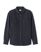 Oversized Fit Poly-Cotton Regular Collar Shirts - Navy Blue