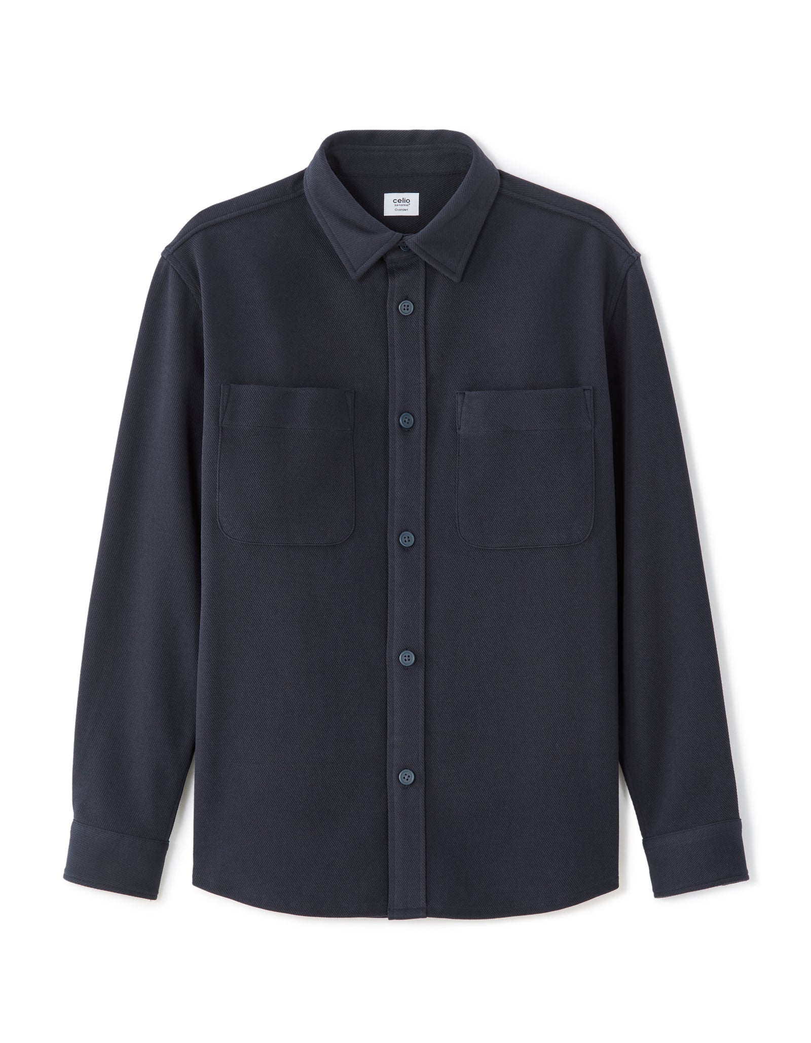 Oversized Fit Poly-Cotton Regular Collar Shirts - Navy Blue