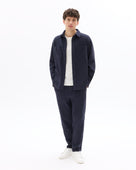 Oversized Fit Poly-Cotton Regular Collar Shirts - Navy Blue