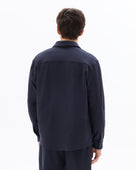 Oversized Fit Poly-Cotton Regular Collar Shirts - Navy Blue
