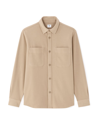 Oversized Fit Poly-Cotton Regular Collar Shirts - Brown
