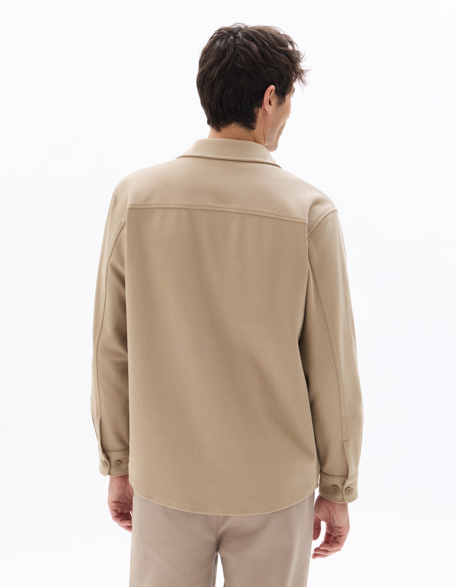 Oversized Fit Poly-Cotton Regular Collar Shirts - Brown