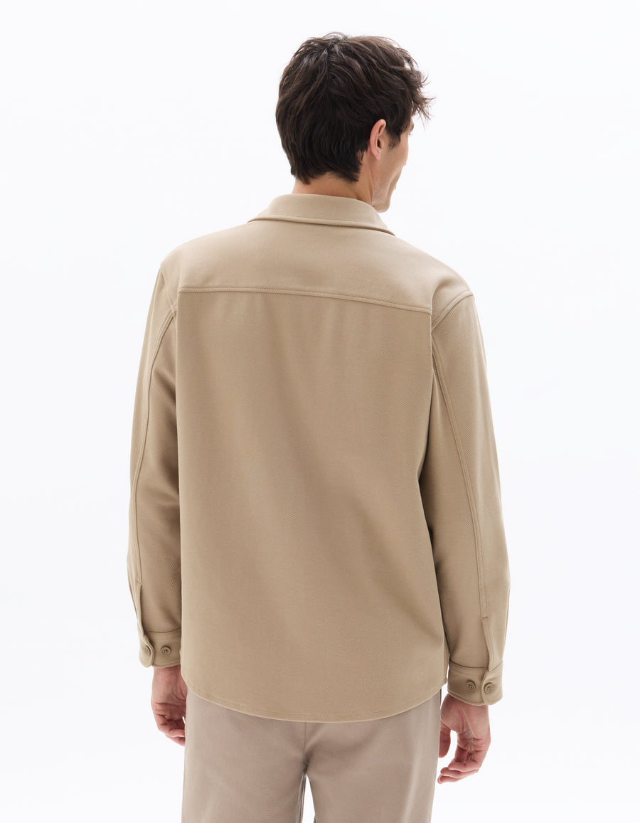 Oversized Fit Poly-Cotton Regular Collar Shirts - Brown