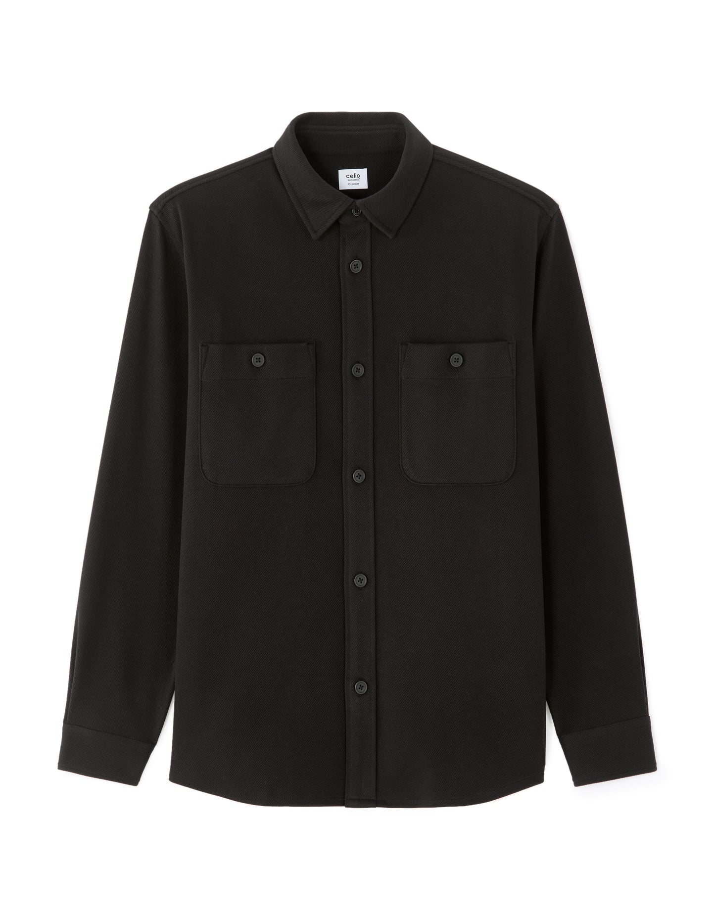Oversized Fit Poly-Cotton Regular Collar Shirts - Black