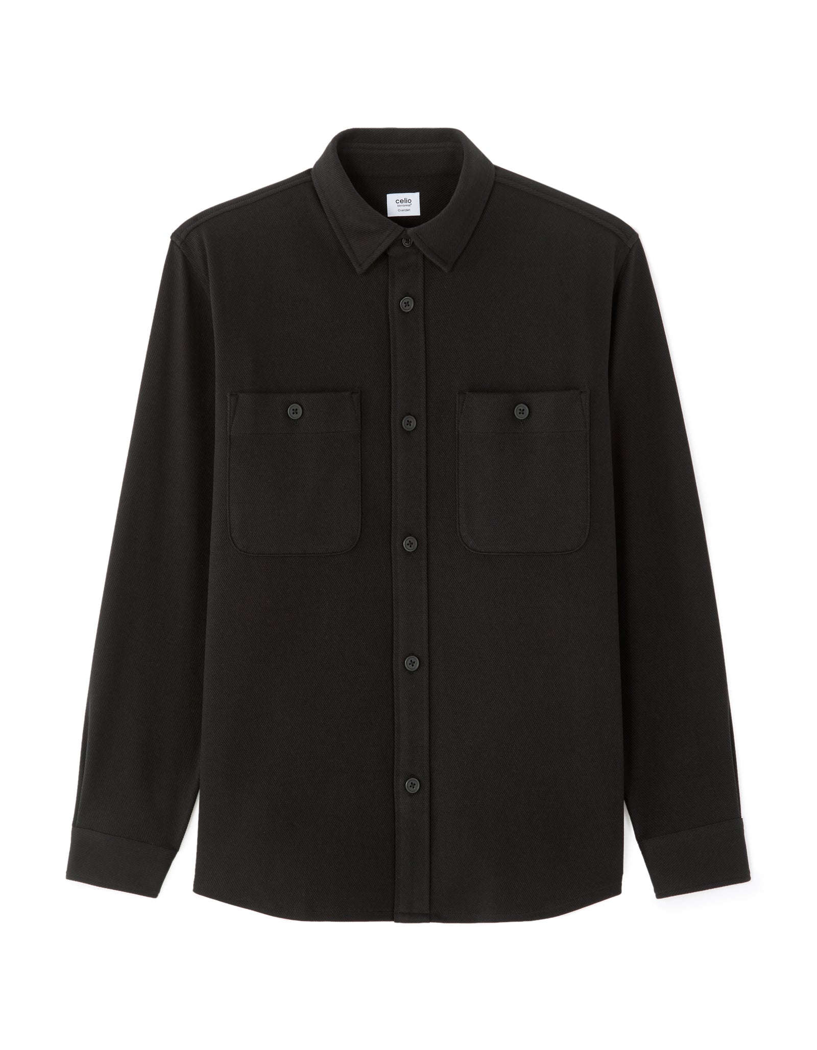 Oversized Fit Poly-Cotton Regular Collar Shirts - Black