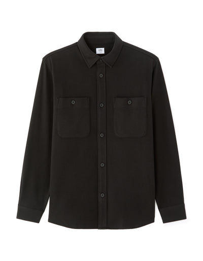 Oversized Fit Poly-Cotton Regular Collar Shirts - Black