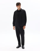 Oversized Fit Poly-Cotton Regular Collar Shirts - Black
