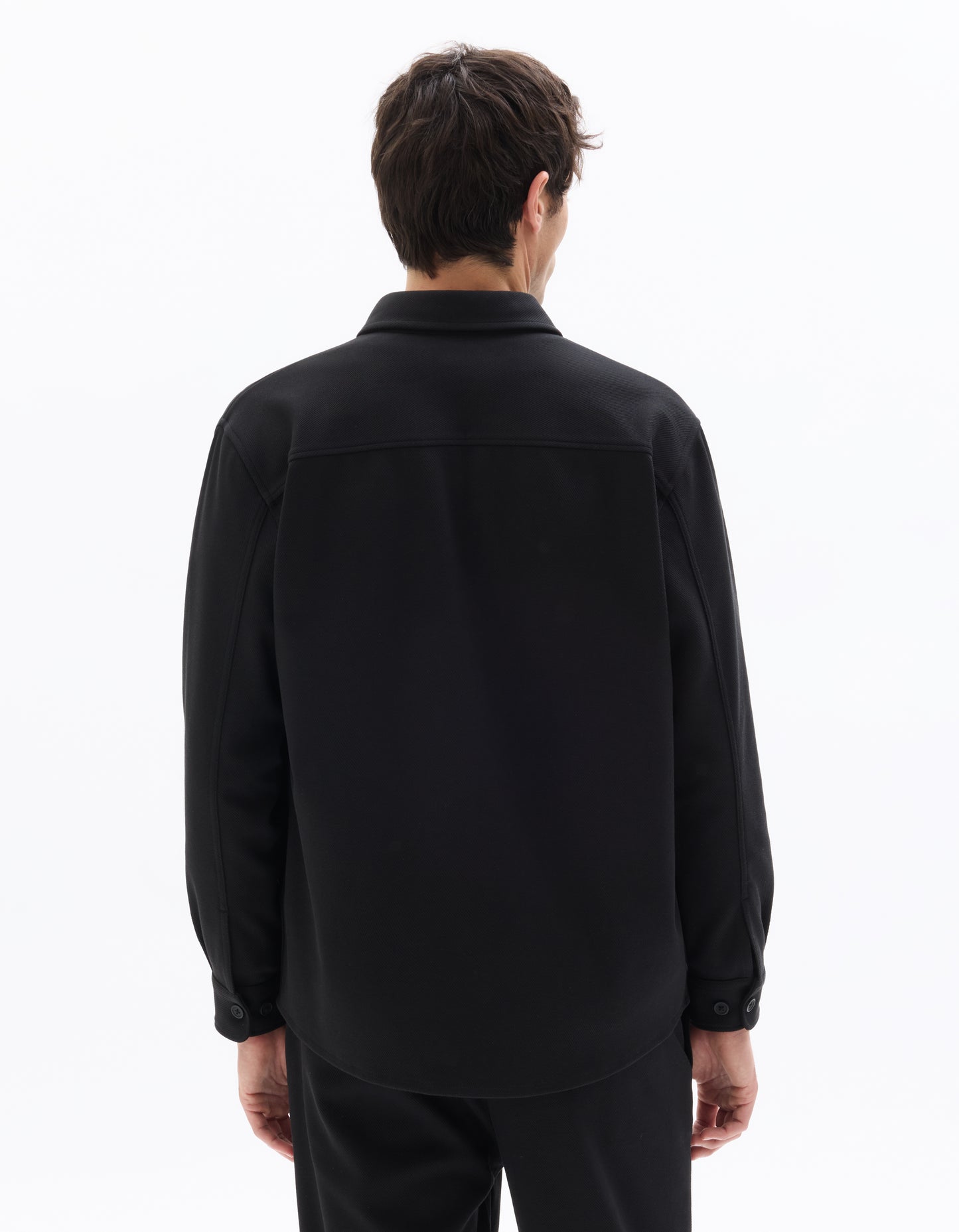 Oversized Fit Poly-Cotton Regular Collar Shirts - Black