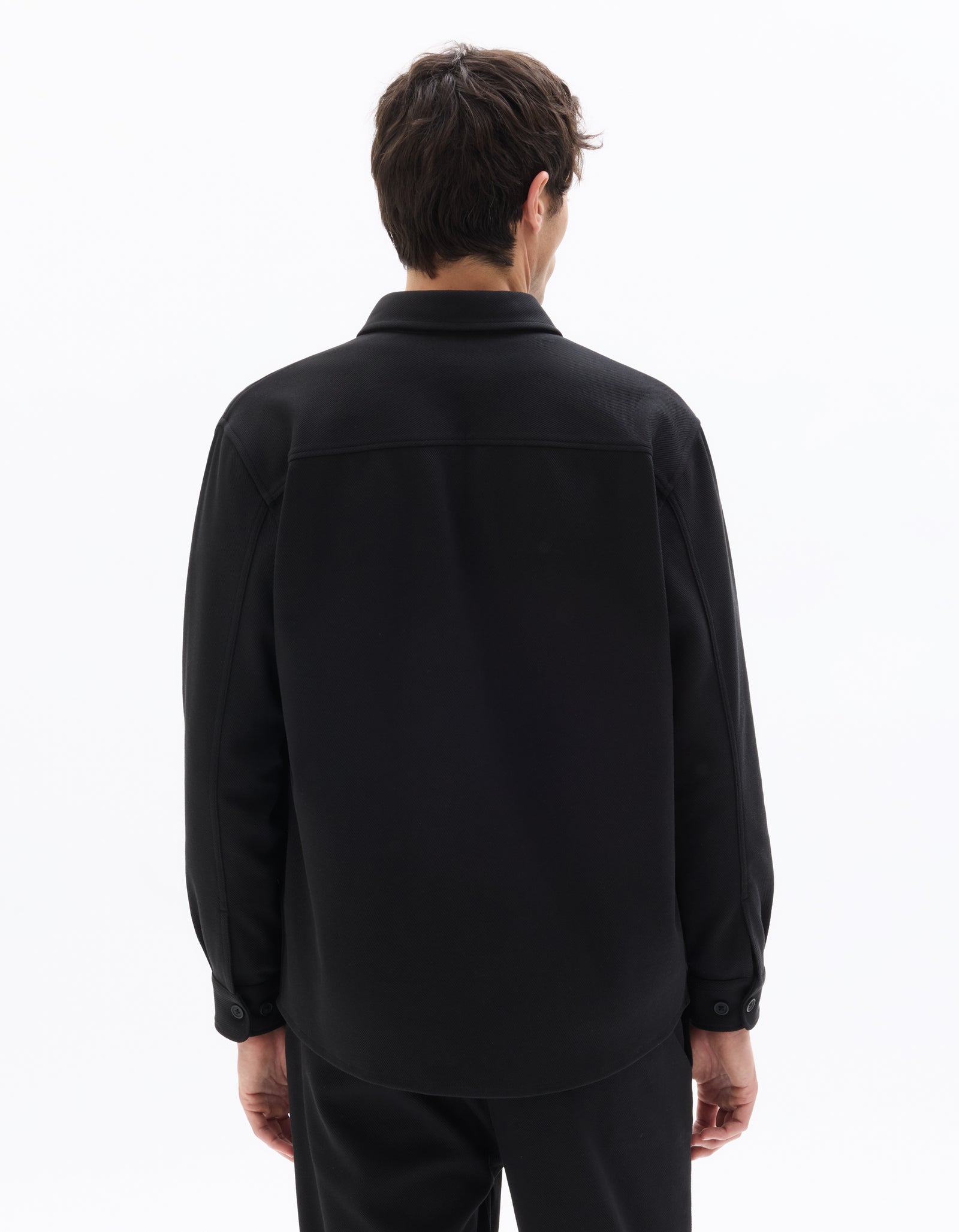 Oversized Fit Poly-Cotton Regular Collar Shirts - Black