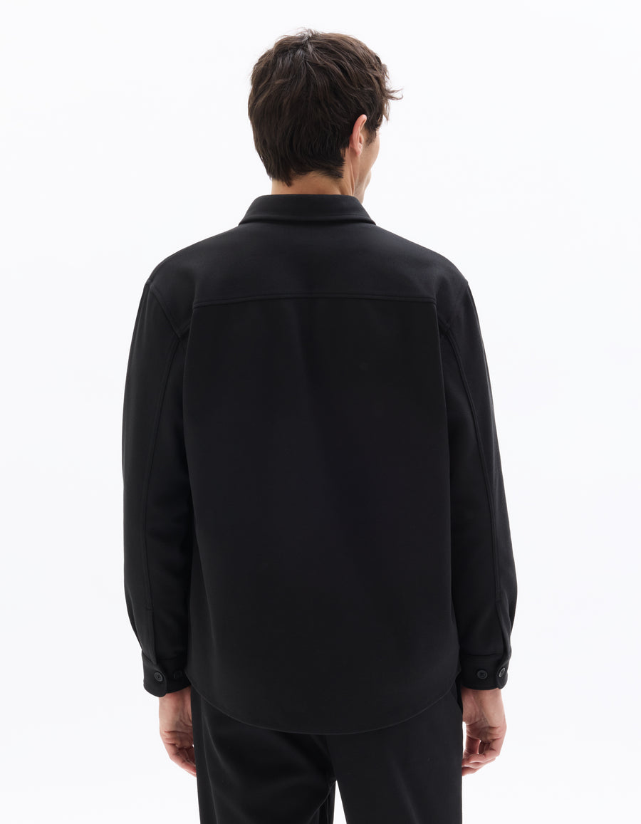 Oversized Fit Poly-Cotton Regular Collar Shirts - Black