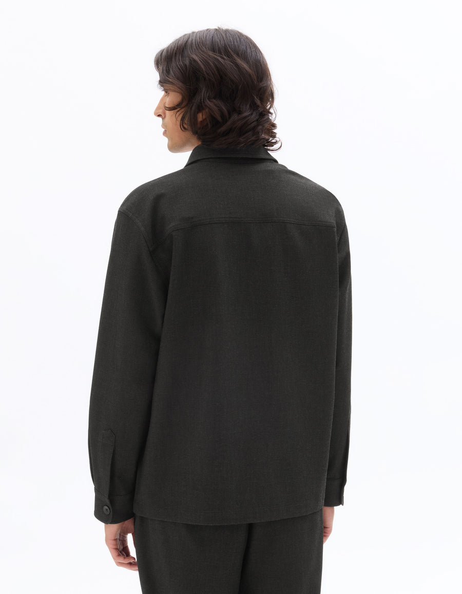 Oversized Poly Viscose Solid Spread Collar Shirts - Grey