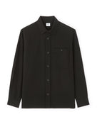 Oversized Poly Viscose Solid Spread Collar Shirts - Black