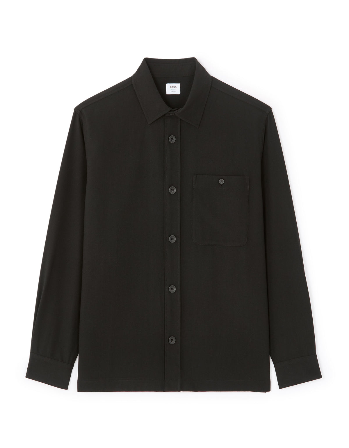 Oversized Poly Viscose Solid Spread Collar Shirts - Black