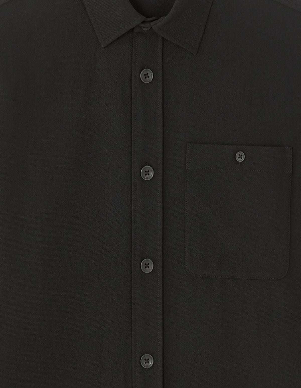 Oversized Poly Viscose Solid Spread Collar Shirts - Black