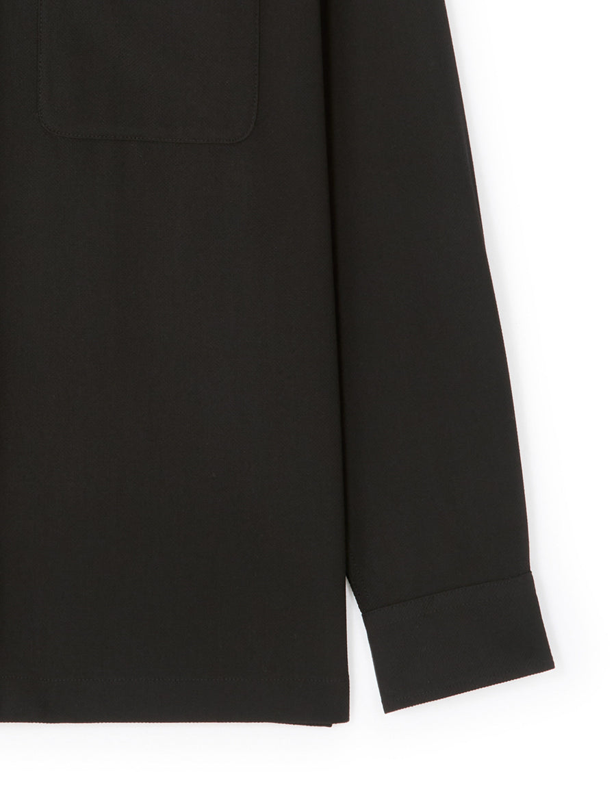Oversized Poly Viscose Solid Spread Collar Shirts - Black