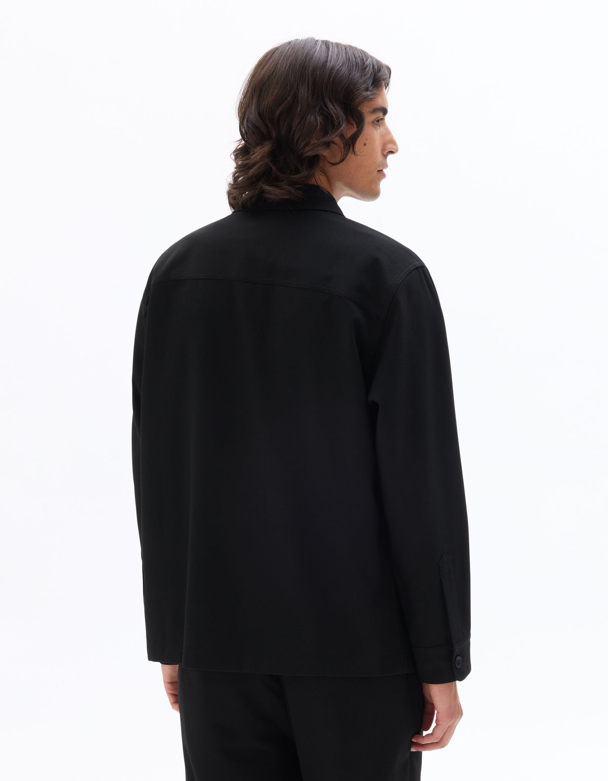 Oversized Poly Viscose Solid Spread Collar Shirts - Black