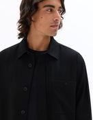 Oversized Poly Viscose Solid Spread Collar Shirts - Black