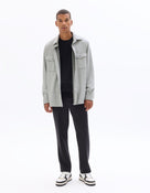 Oversized Poly-Viscose Solid Spread Collar Shirts - Grey