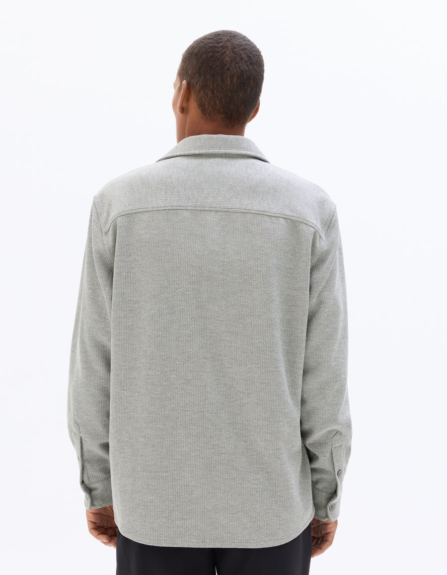 Oversized Poly-Viscose Solid Spread Collar Shirts - Grey