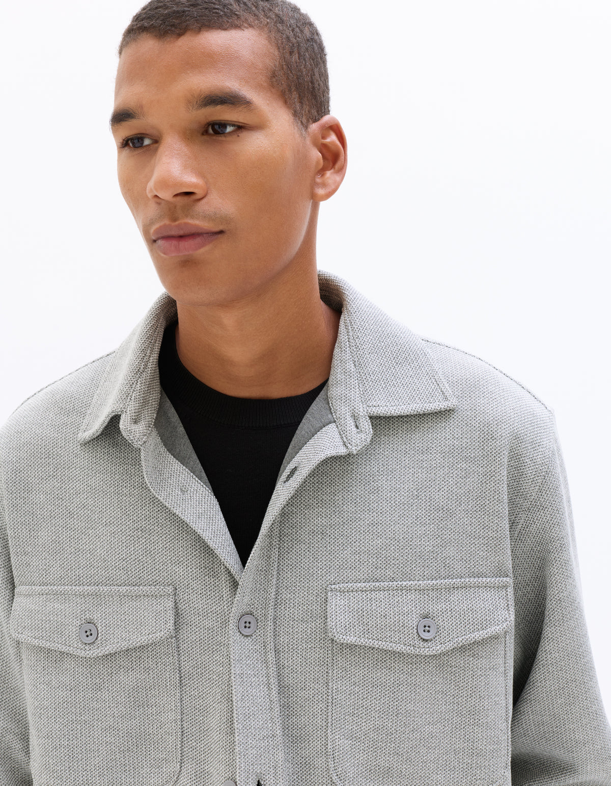 Oversized Poly-Viscose Solid Spread Collar Shirts - Grey