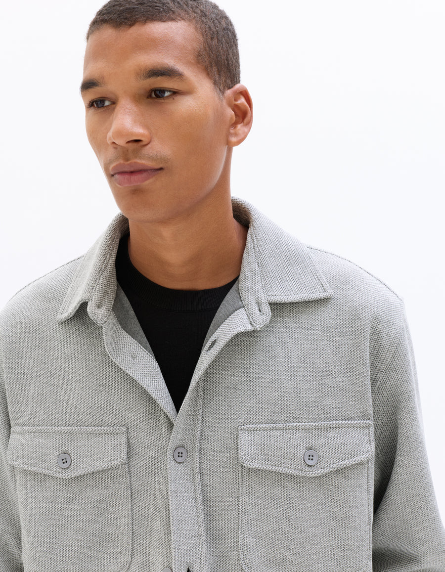 Oversized Poly-Viscose Solid Spread Collar Shirts - Grey