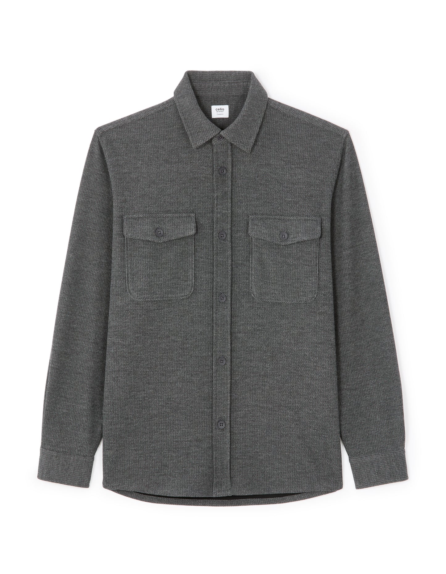 Oversized Poly-Viscose Solid Spread Collar Shirts - Grey