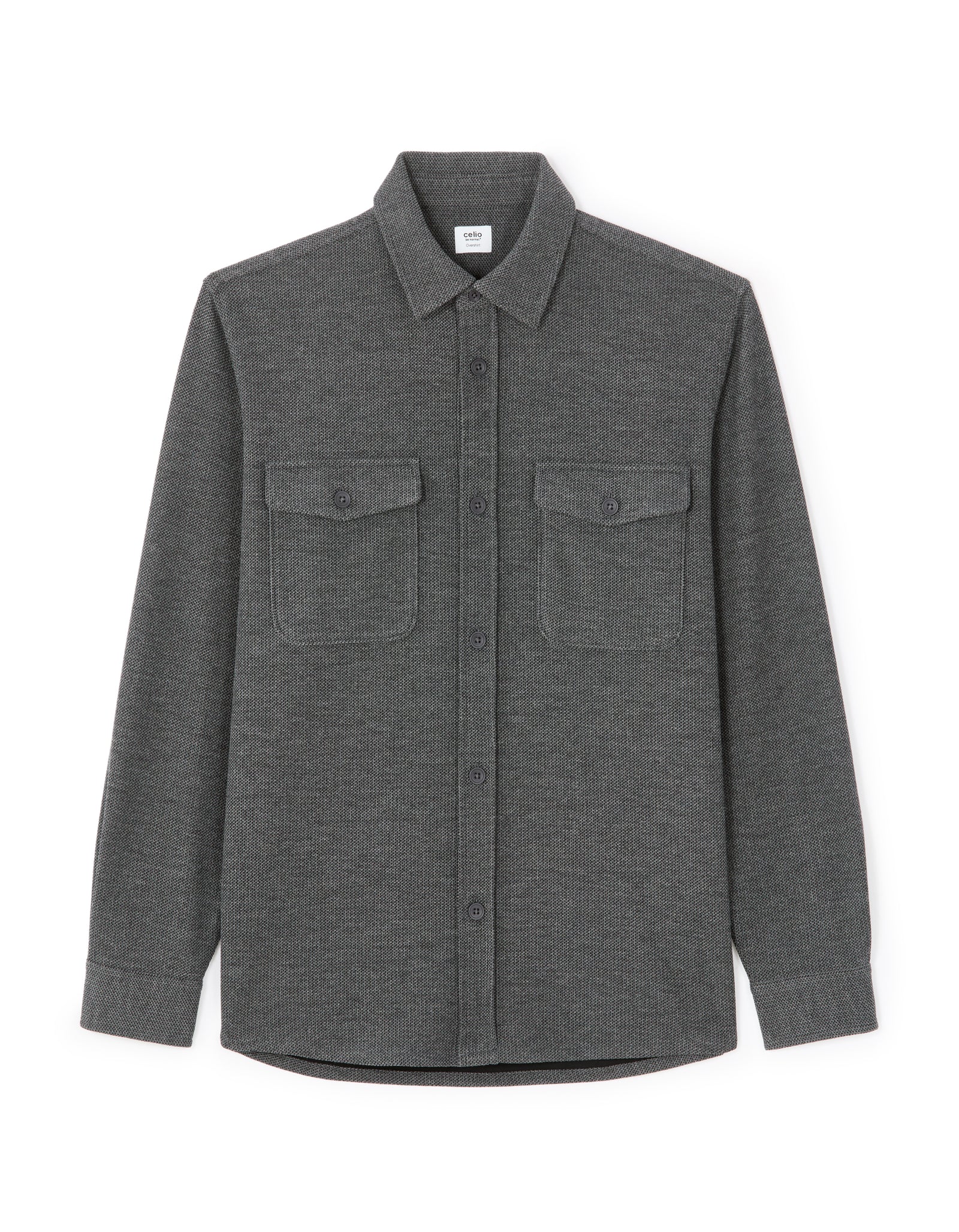 Oversized Poly-Viscose Solid Spread Collar Shirts - Grey