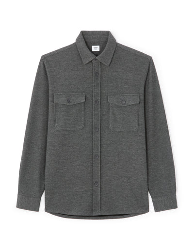 Oversized Poly-Viscose Solid Spread Collar Shirts - Grey