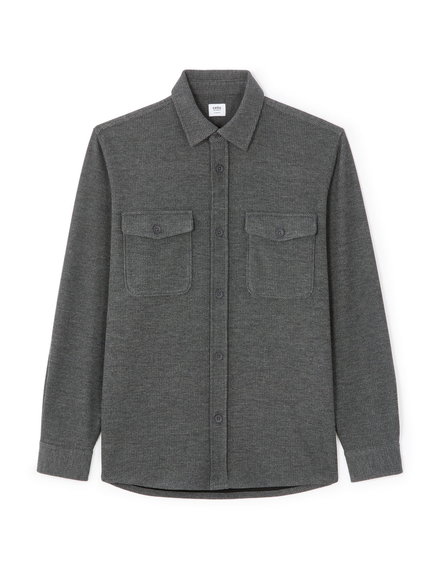Oversized Poly-Viscose Solid Spread Collar Shirts - Grey