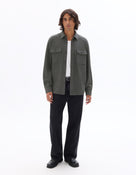 Oversized Poly-Viscose Solid Spread Collar Shirts - Grey