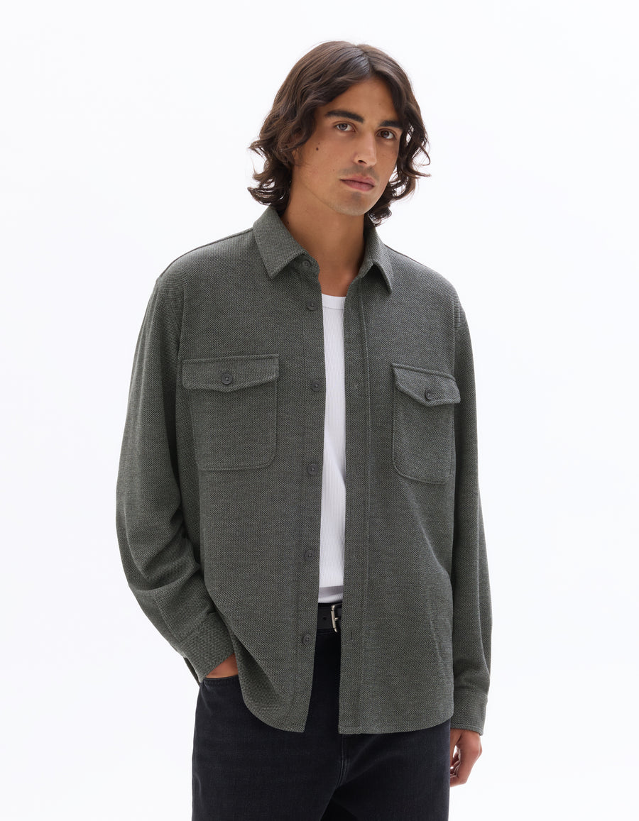 Oversized Poly-Viscose Solid Spread Collar Shirts - Grey