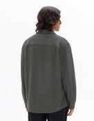 Oversized Poly-Viscose Solid Spread Collar Shirts - Grey