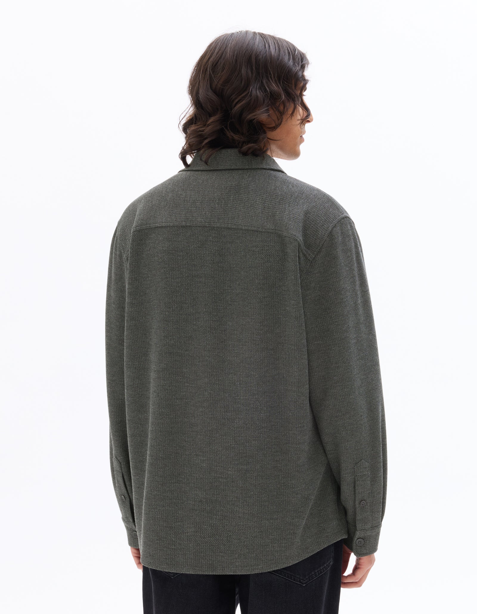 Oversized Poly-Viscose Solid Spread Collar Shirts - Grey