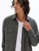 Oversized Poly-Viscose Solid Spread Collar Shirts - Grey
