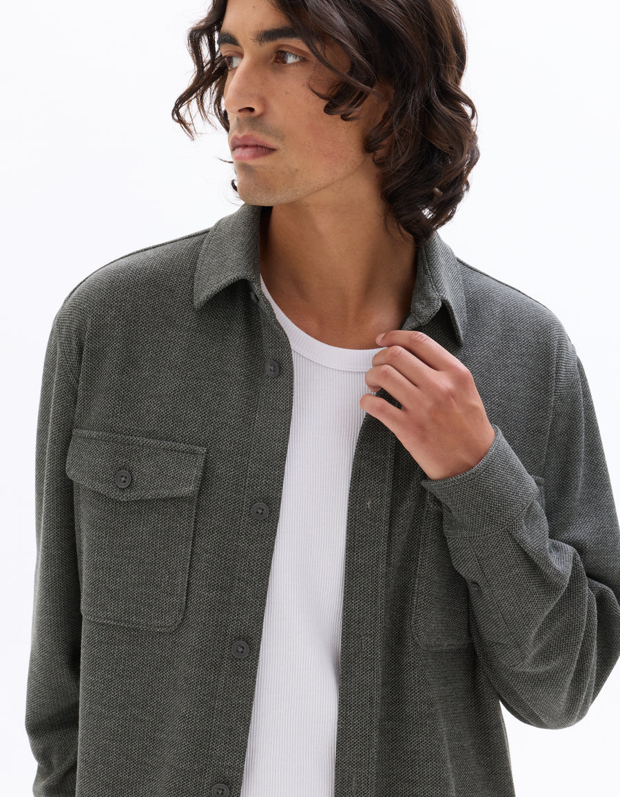 Oversized Poly-Viscose Solid Spread Collar Shirts - Grey