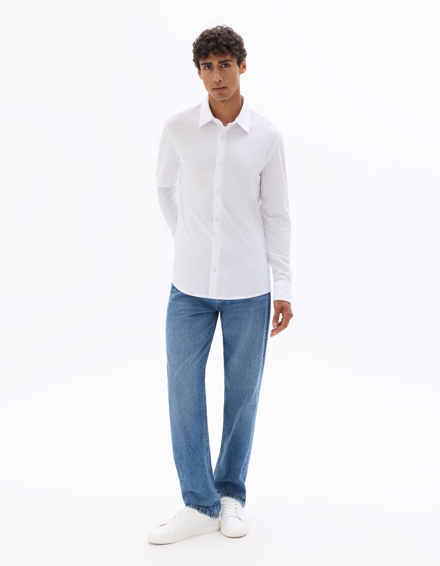 Regular Fit 100% Cotton Spread Collar Shirt - White