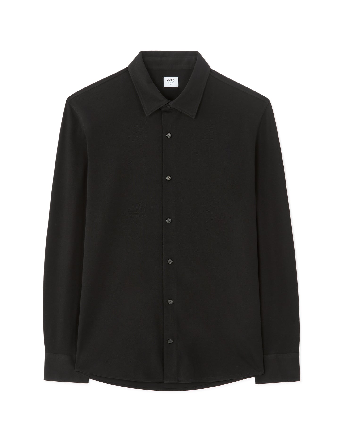 Regular Fit 100% Cotton Spread Collar Shirt - Black