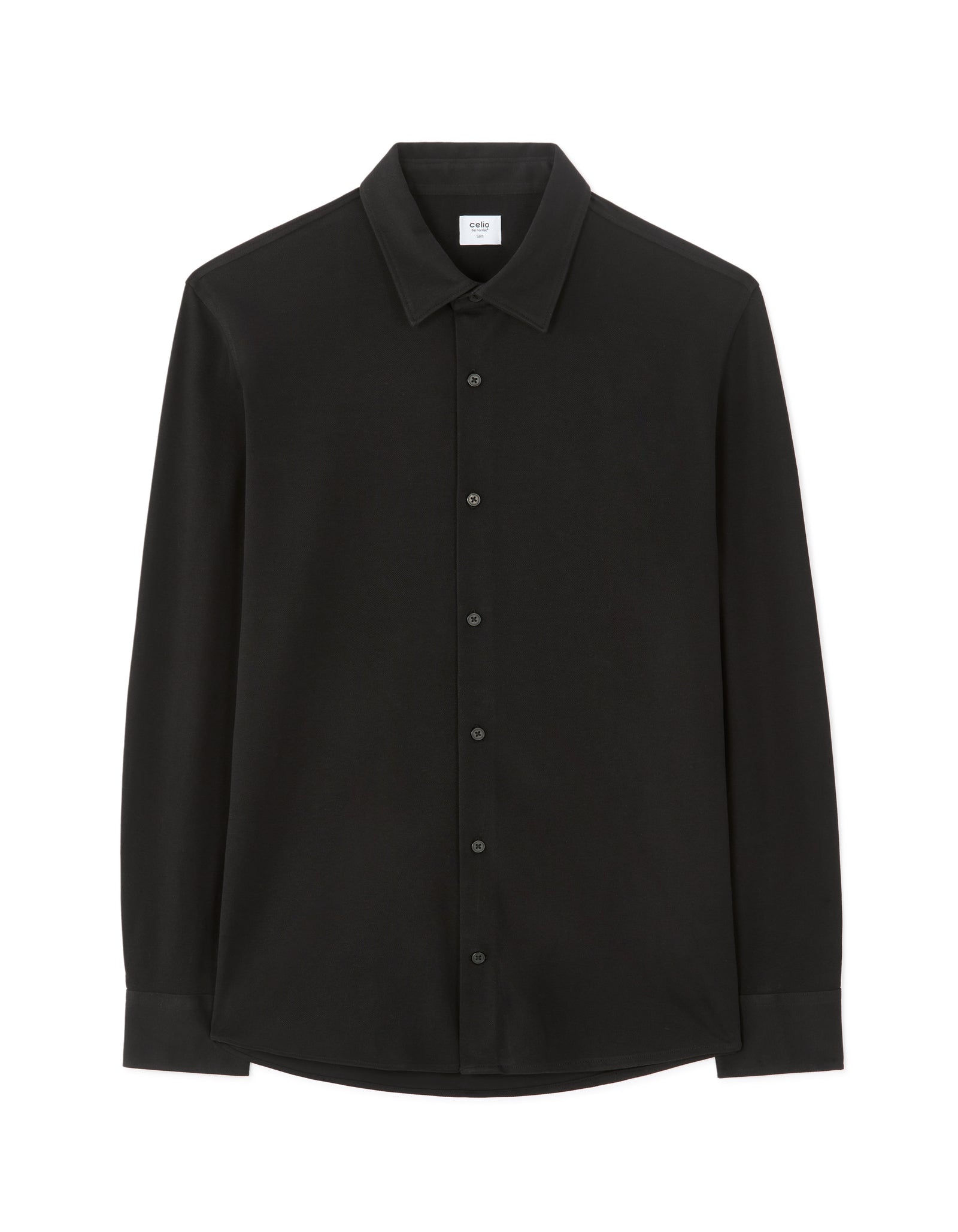Regular Fit 100% Cotton Spread Collar Shirt - Black