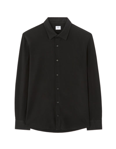 Regular Fit 100% Cotton Spread Collar Shirt - Black