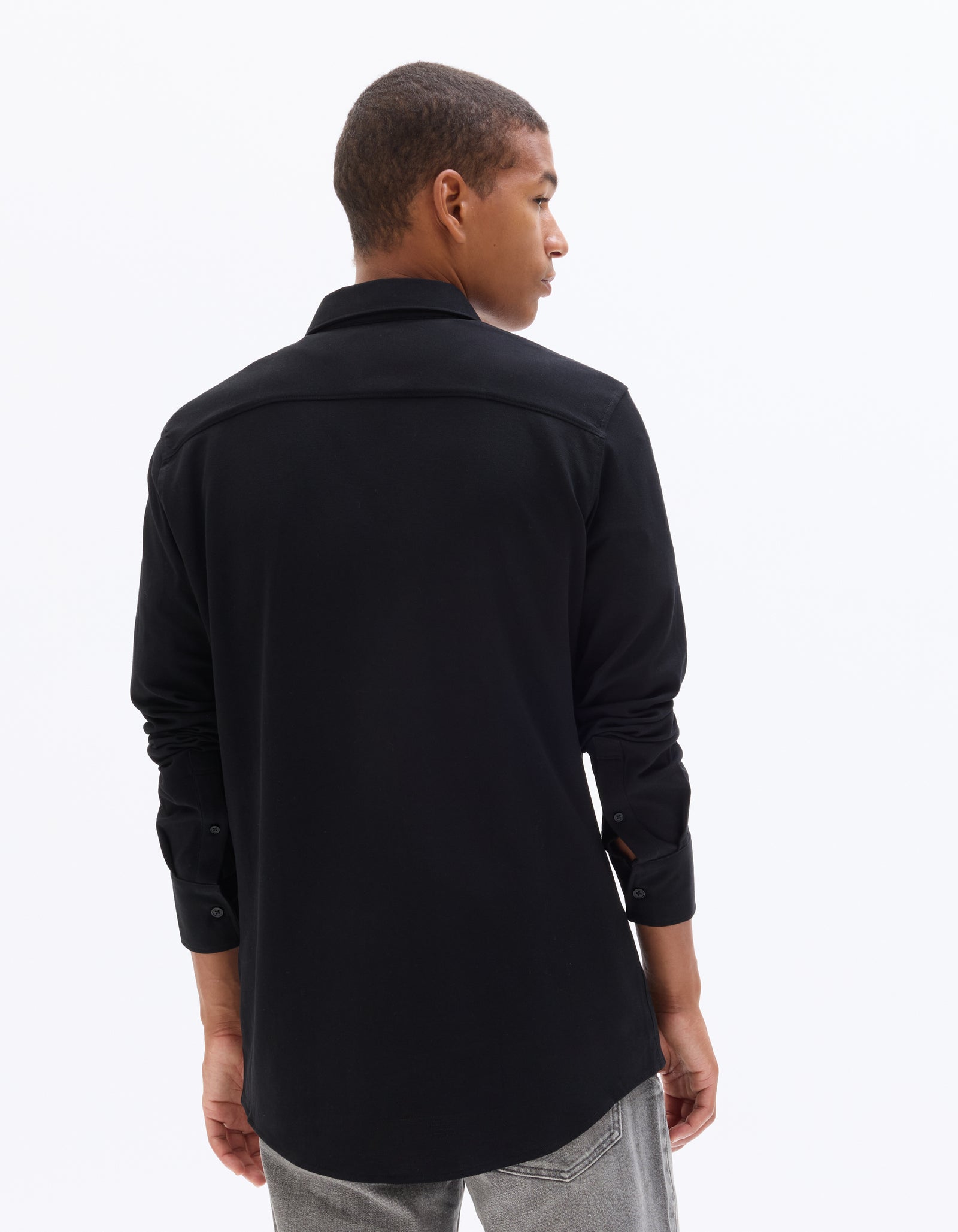 Regular Fit 100% Cotton Spread Collar Shirt - Black