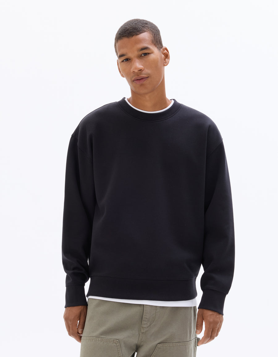Loose Fit Poly-Cotton Solid Crew Neck Sweatshirt