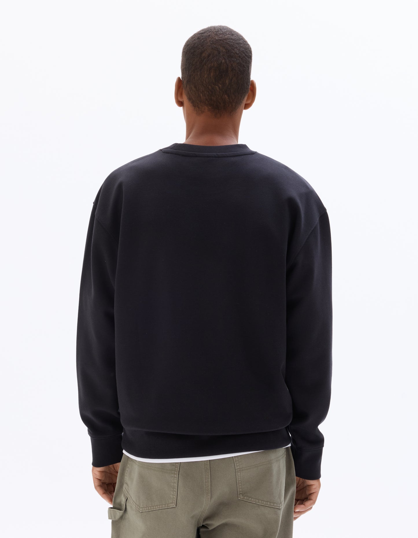 Loose Fit Poly-Cotton Solid Crew Neck Sweatshirt