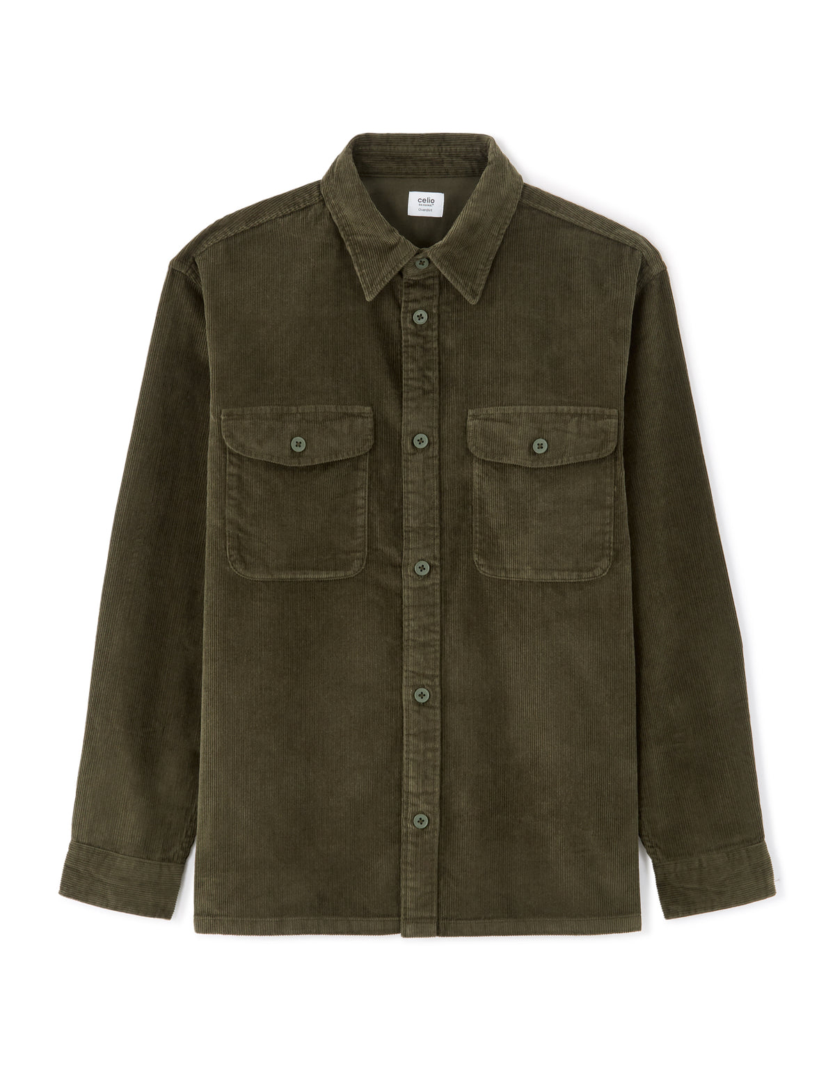 Oversized 100% Cotton Solid Spread Collar Shirts - Khaki