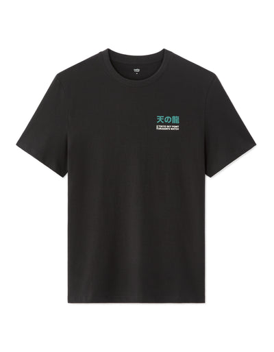 Regular Fit 100% Cotton Printed Crew Neck T-Shirts - Black