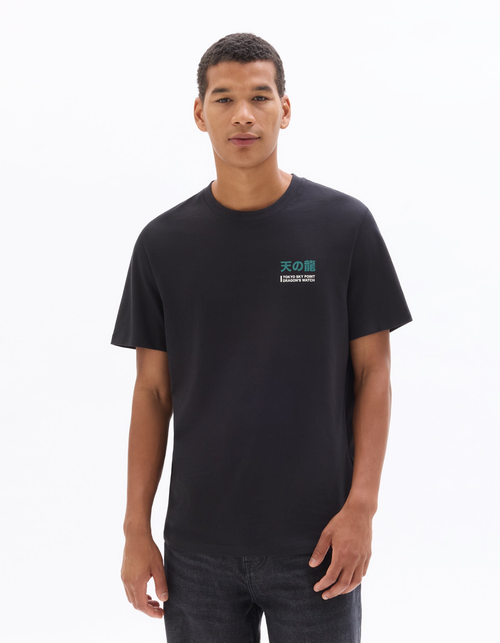 Regular Fit 100% Cotton Printed Crew Neck T-Shirts - Black